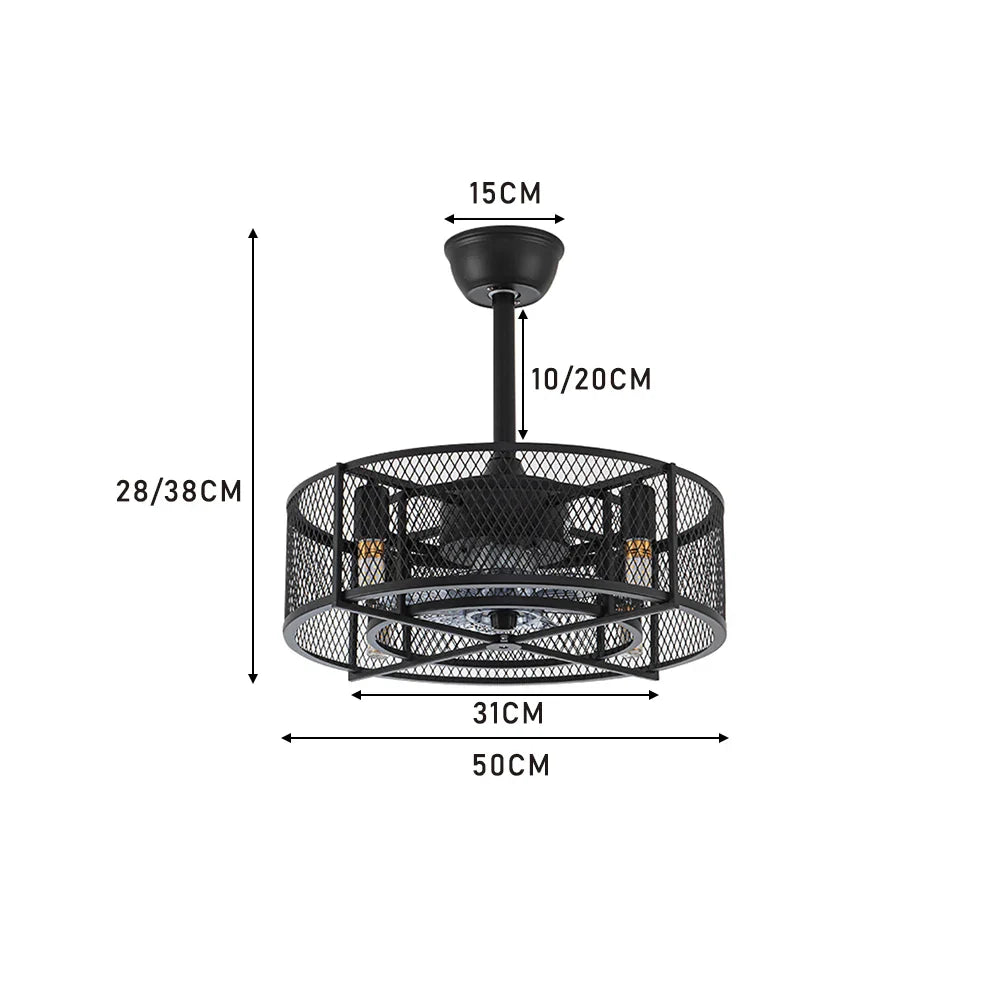 KOMORE Modern Style Indoor Round Ceiling Fan with Light and Remote, 3 Colour Temperature for Office, Living Room, Bedroom