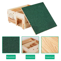 Large Wooden Hedgehog House, Predator Proof, Animal Hibernation, Shelter Box with Removable Roof