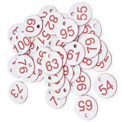 1-100 Beehive Tag Numbered Sign Labels White Red ABS Round with Hole Livestock Beekeeping Supplies