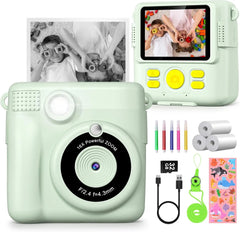 Kids Digital Camera 2.4" 1080P HD Video Camera Portable Instant Print Camera with 32GB Card, Birthday Gift for Boys Girls 3-12