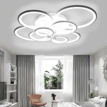 KOMORE Modern Circular LED Semi Flush Ceiling Light, 54 W/94W/142W Cool White for Nordic Decor for Office, Living Room, Bedroom