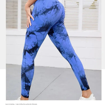 Women Seamless Tie Dye Yoga Leggings High Waist Fitness Sexy Fashion Leggings Exercise Running Lifting Buttocks Cycling Leggings