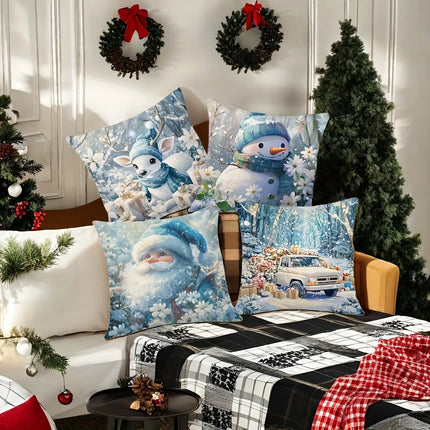 Christmas decoration pillowcase New Year Gift Snowman Fawn Santa Claus car pattern home decoration sofa cushion cover