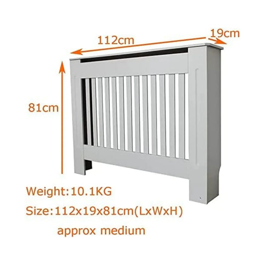 BRIEFNESS Radiator cover Wooden wall-mounted White painted MDF cupboard heater cover Modern heating cover Barbecue cabinet shelf