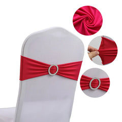 10pcs High-end Hotel Wedding Decoration Butterfly Knot Backrest Flower Spandex Chair Ribbon Chair Cover Elastic Strap