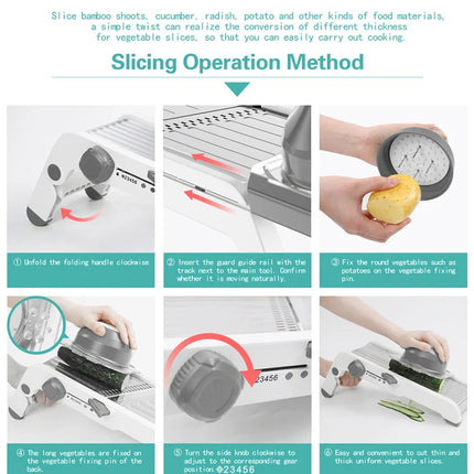 LMETJMA Ultra Sharp Mandoline Slicer Upgraded Vegetable Slicer Kitchen Adjustable Thickness Food Cutter Slicer Dicer KC0450