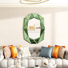 Asymmetrical Decorative Wall Mirror for Living Room and Bedroom, Glass Inlayed Accent Vanetian Mirror, 100cm