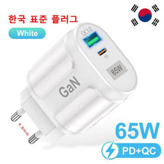 USLION 65W GaN USB C Charger Quick Charge Korea EU US Plug PD USB-C TypeC Fast USB Charger For iPhone 14 Xiaomi Samsung Macbook