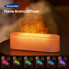 KINSCOTER RGB Flame Aroma Diffuser Air Humidifier Ultrasonic Cool Mist Maker Fogger LED Essential Oil Fire LED Lamp Difusor Gift