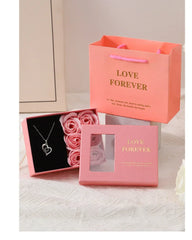 Valentine's Day Jewelry Gift Packaging Box  6 Rose Pendants Ring Bracelet Eternal Flower Window Opening Jewelry Box Romantic Bag