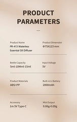 Mini Car Waterless Essential Oils Diffuser Car Fragrance Aromatherapy Diffuser Higher Atomizing Efficienc Home Air Freshener