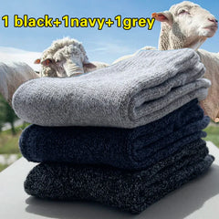 3 Pairs Winter Warm Thick Towel bottom Man Socks Wool Male Socks Slipper Socks Merino Wool Socks Against Cold Snow Socks 39-44