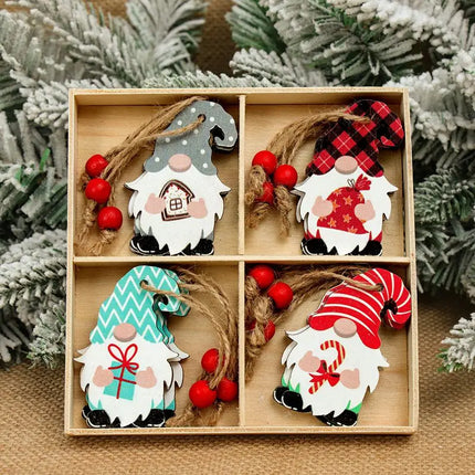 Christmas Gnomes Wooden Pendants Merry Christmas Decorations For Home 2024 Xmas Tree Christmas Ornaments Navidad New Year Gift