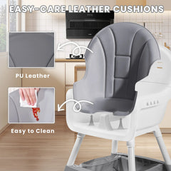 Baby High Chair, Portable Baby Dining Chairs Eat & Play Convertible High Chair with Double-Layer Dinner Plate and Toy Rack
