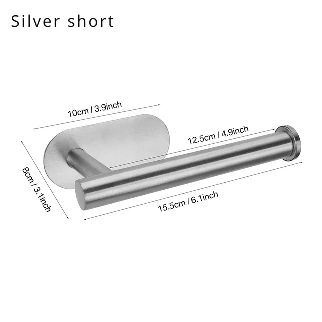 Adhesive Toilet Roll Paper Holder Organizer Wall Mount Storage Stand Kitchen Bathroom No Drill Tissue Towel Dispenser Stainless