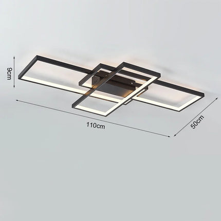 KOMORE Neutral Style Rectangular LED Semi Flush Ceiling Light, Cool White / Stepless Dimming for Office, Living Room