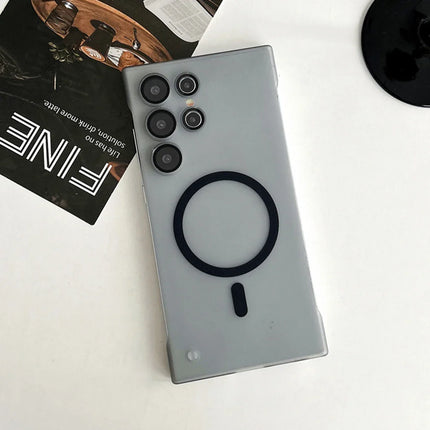 Ultra Slim For Magsafe Clear Frameless Phone Case For Samsung S24 Plus S22 S23 Ultra Magnetic Wireless Charging Borderless Cover