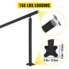 VEVOR Handrail for Outdoor Steps Aluminum Stair Handrail Fit 0-5 Steps w/ Installation Kit Building & Hardware Home Improvement