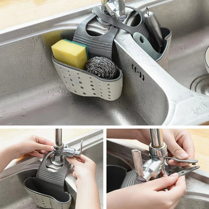 Kitchen Sink Basket Organizer - Drain Rack Strainer Sponge Storage Hanging Holder