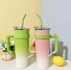 New Insulated Cup Bingba Cup 304 Stainless Steel Water Cup for Girls with Straw Large Capacity 1.2L