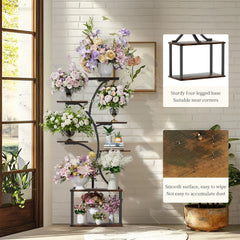 7 Tier Tree Shaped Plant Stand for Patio Living Room Metal Plant Flower Pot Display Holder Multiple Shelves
