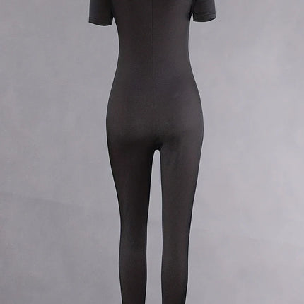 Women's Rompers Short Sleeve Solid Skinny Bodycon Jumpsuits Fashion Sports Fitness Casual Activity Streetwear Overalls