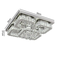 KOMORE Modern Fancy Crystal LED Flush Mount Ceiling Light Fixture, 68 W Cool White / Stepless Dimming for Office, Living Room