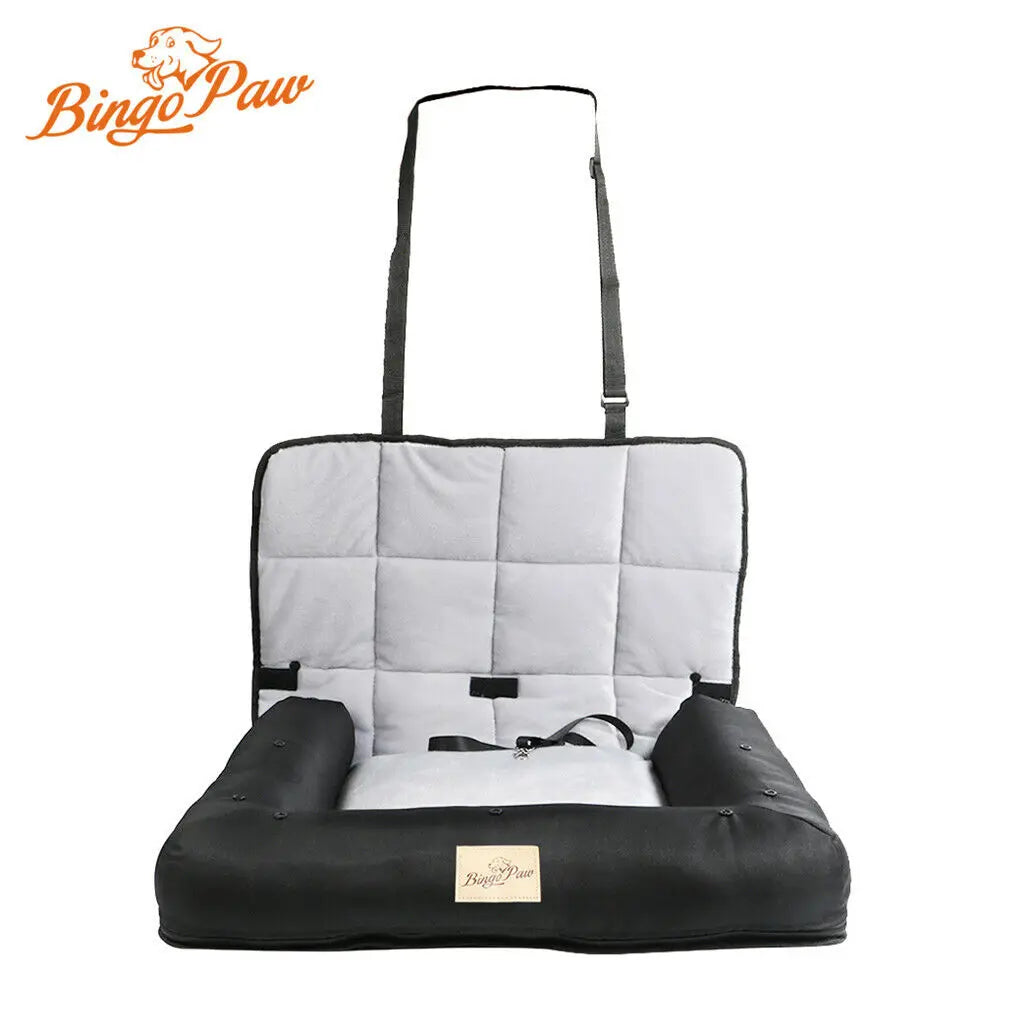 Car Seat Bed for Dog Waterproof Pet Cushion Bed Mat Dog Carrier with Removable Pad Cover and Safety Belt 3 Sizes