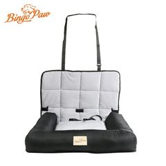 Car Seat Bed for Dog Waterproof Pet Cushion Bed Mat Dog Carrier with Removable Pad Cover and Safety Belt 3 Sizes