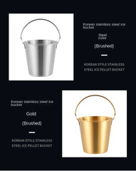304 Stainless Steel Ice Bucket With Handle Multifunctional French Fries Fried Chicken Snacks Carrying Bucket (1L)
