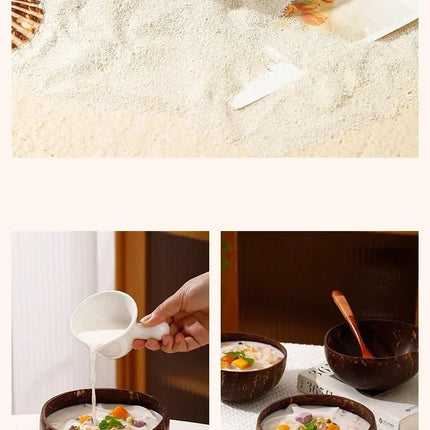 WIKHOSTAR Coconut Bowls For Serving Dishes Wooden Salad Natural Coconut Shell Bowl  Bowl Serving Utensils Breakfast Party