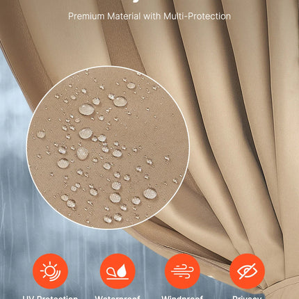 VEVOR Gazebo Curtains 4-Panel Sidewall Gazebo Privacy Curtains with Zippers Universal Sunshade Curtains Replacement for Patio