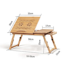 Bamboo Laptop Desk Stand Large Folding Bed Table Adjustable Portable Office Desk