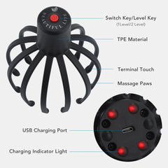 Electric Scalp Massager - Octopus Claw Head Massager for Stress Relief Headache Vibration