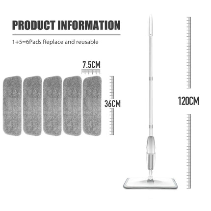 Spray Floor Mop with Replacement Microfiber Pads  Washing Flat Mop Home Kitchen Laminate Wood Ceramic Tiles Floor Cleaning Tools