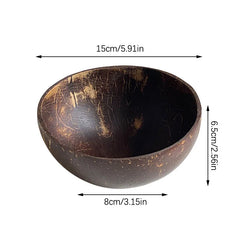Natural Coconut Bowl Wooden Handmade Coconut Bowls for Eating Tableware Fork Spoon for Dessert Fruit Salad Mixing Rice
