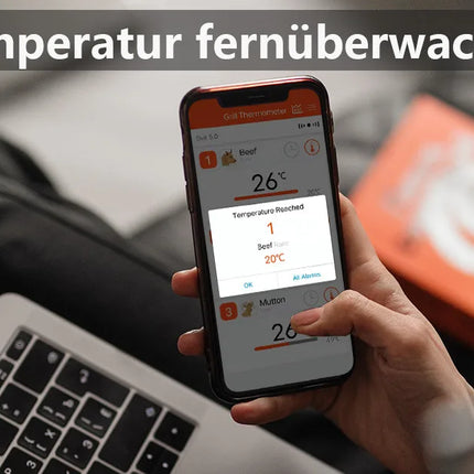 Wireless Bluetooth Meat Thermometer Digital BBQ Kitchen Thermometer Support 6 Probe for Smoker Cooking Grill Oven Candy