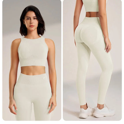 Yoga Clothing Set Women's High Waisted Leggings and Top Two Piece Seamless Fitness Exercise Clothing Fitness Workout Underwear