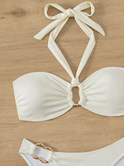 "2025 Sexy Bandeau Push-Up Bikini Set - Brazilian Thong Swimwear for Women"