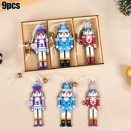 Christmas Nutcracker Soldier Wooden Pendant Xmas Tree Hanging Ornaments 2024 Navidad Decoration for Home 2025 New Year Gifts