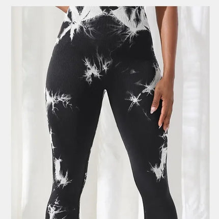 Women Seamless Tie Dye Yoga Leggings High Waist Fitness Sexy Fashion Leggings Exercise Running Lifting Buttocks Cycling Leggings