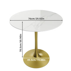 78cm Tall Leisure Round Kitchen Dining Table with Sintered Stone Top and Pedestal Base Bar Height Bistro Table