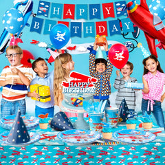 Airplane Birthday Party Decorations,167pcs decorations&Airplane Party Tableware set-Airplane Plates Napkins Cups TableCloth etc