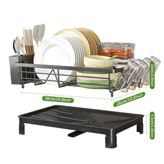 Black Single Layer Dish Rack, Drainer Rack,  Dish Drying Rack，Steel Plate and Bowl Organizer, 50 x 25 x 20 cm