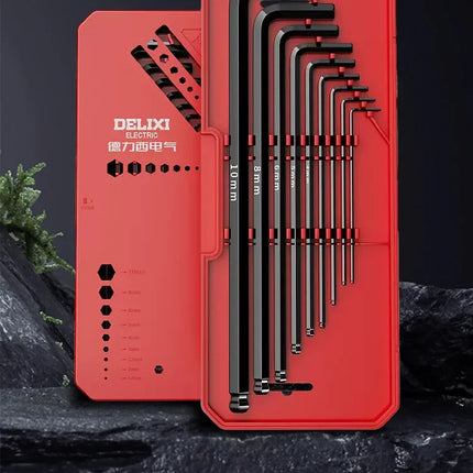 DELIXI ELECTRIC Allen Key Set，Allen Hex WrenchScrewdriverBox-packed Set，SleevUniversal Torque Long Metric,for VehicleMaintenance