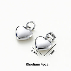 4pcs/lot 14K 18K Gold Plated Heart Charm with Jump Ring Necklace Making Supplies Solid Love Pendant For DIY Jewelry Accessories