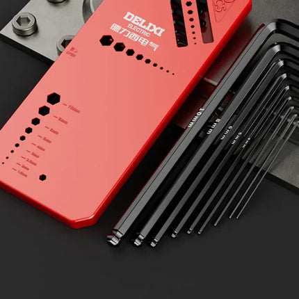 DELIXI ELECTRIC Allen Key Set，Allen Hex WrenchScrewdriverBox-packed Set，SleevUniversal Torque Long Metric,for VehicleMaintenance