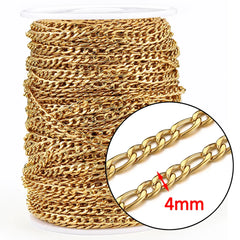 No Fade 2Meters Stainless Steel Chains for Jewelry Making DIY Necklace Bracelet Accessories Gold Chain Lips Beads Beaded Chain
