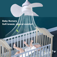 Modern LED Ceiling Fan E27 Base/USB Chandelier Ceiling Fan Hose Extender Light Bulb Fan with Socket for Bedroom Living Room