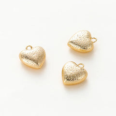 4pcs/lot 14K 18K Gold Plated Heart Charm with Jump Ring Necklace Making Supplies Solid Love Pendant For DIY Jewelry Accessories